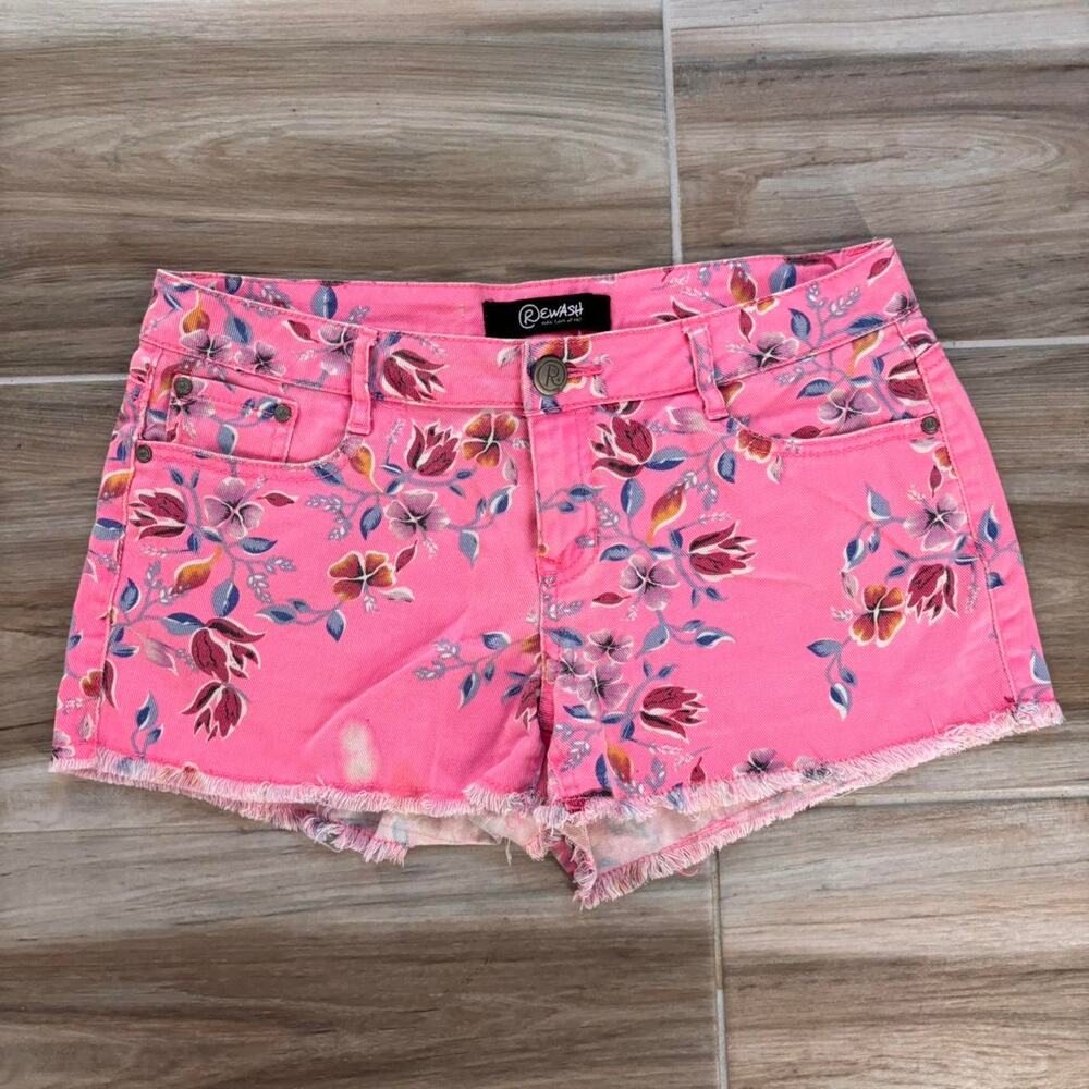Beautiful Pink Rewash Floral Design Shorts